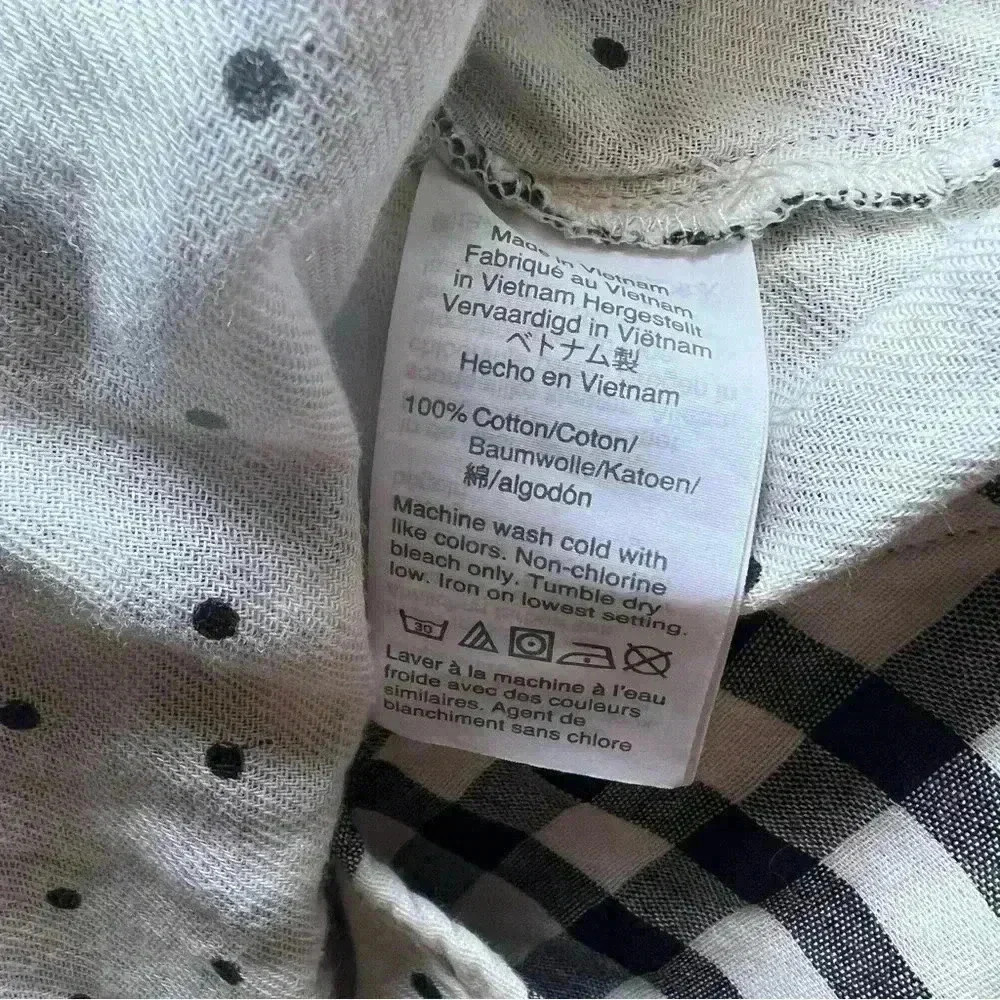 Madewell Black Cream Gingham Polka Dot Button-Down Back Tunic Size Medium - Picture 10 of 10